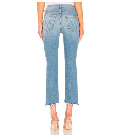 MOTHER Insider Crop Step Fray Flare Jeans Size 24 Light Wash Shoot to Thrill - Picture 2 of 16